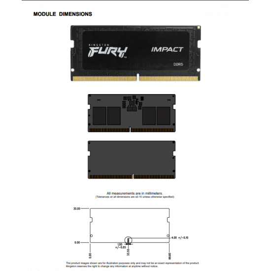 แรมโน๊ตบุ๊ค RAM  SO-DIMM Kingston 8Gb/4800 DDR5 FURY Impact Black(KF548S38IB-8) สามารถออกใบกำกับภาษีได้