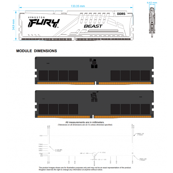 แรม RAM PC Kingston 32Gb/5200 DDR5 CL40 DIMM FURY Beast Black (KF552C40BB-32)32GBx1 สามารถออกใบกำกับภาษีได้