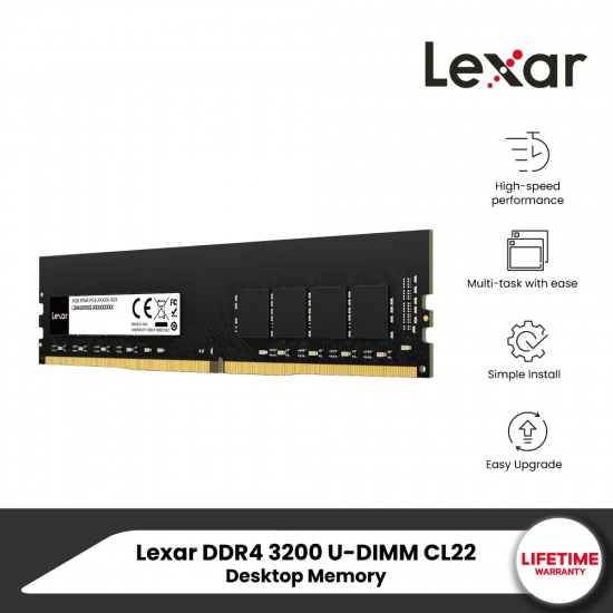 แรม RAM PC Lexar 16Gb/3200 DDR4 CL22 UDIMM (LD4AU016G-B3200GSST) สามารถออกใบกำกับภาษีได้