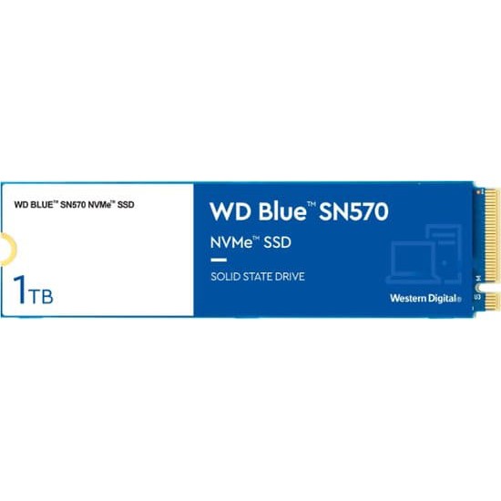 เอสเอสดี SSD M.2 WD 1TB SSD BLUE SN570 - PCIe 3/NVMe M.2 2280 (WDS100T3B0C) สามารถออกใบกำกับภาษีได้