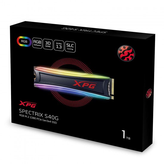 เอสเอสดี SSD M.2 Adata XPG 1TB S40G RGB 3D NAND PCIe Gen3x4 NVMe 1.3 M.2 2280 Internal SSD (AS40G-1TT-C) สามารถออกใบกำกับภาษีได้