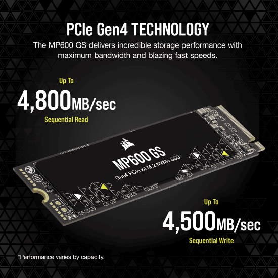 เอสเอสดี SSD M.2 Corsair MP600 GS 500GB Gen4 PCIe x4 NVMe M.2 2280 SSD (CSSD-F0500GBMP600GS) สามารถออกใบกำกับภาษีได้