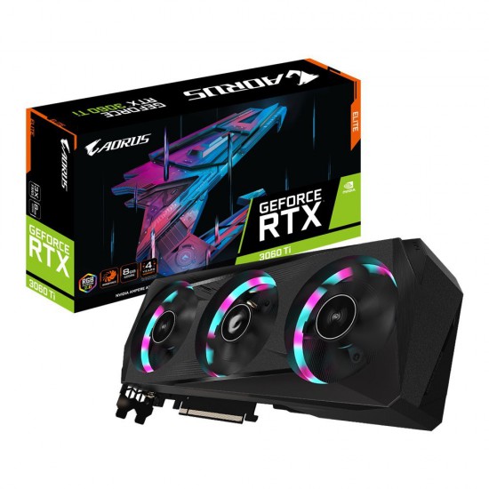 VGA Gigabyte RTX3060 Ti 8Gb Aorus Elite GDDR6 LHR (GV-N306TAORUS E-8GD/REV2.0)