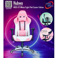 Gaming Chair (เก้าอี้เกมมิ่ง) Nubwo NBCH-07 White/Light Pink Gaming Seat Chair Caster Edition (21239)