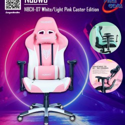 Gaming Chair (เก้าอี้เกมมิ่ง) Nubwo NBCH-07 White/Light Pink Gaming Seat Chair Caster Edition (21239)