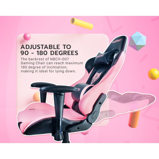 Gaming Chair (เก้าอี้เกมมิ่ง) Nubwo NBCH-07 Black/Light Pink Gaming Seat Chair Caster Edition (21235)