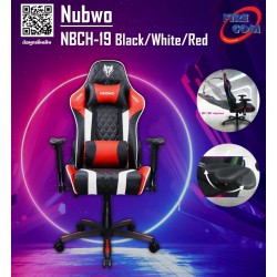 Gaming Chair (เก้าอี้เกมมิ่ง) Nubwo NBCH-19 Black/White/Red Gaming Chair Metal Base (83x65x32cm)23225,20759 ขาเหล็ก