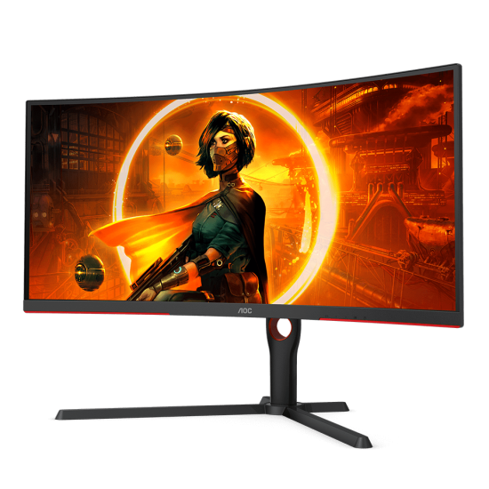 จอ Monitor AOC CU34G3S/67 34" LED Curved 21:9 Black&Red Gaming 165Hz. 1ms. สามารถออกใบกำกับภาษีได้