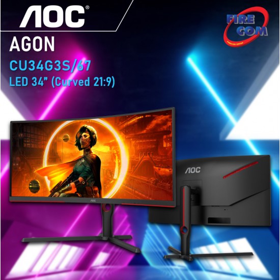 จอ Monitor AOC CU34G3S/67 34" LED Curved 21:9 Black&Red Gaming 165Hz. 1ms. สามารถออกใบกำกับภาษีได้