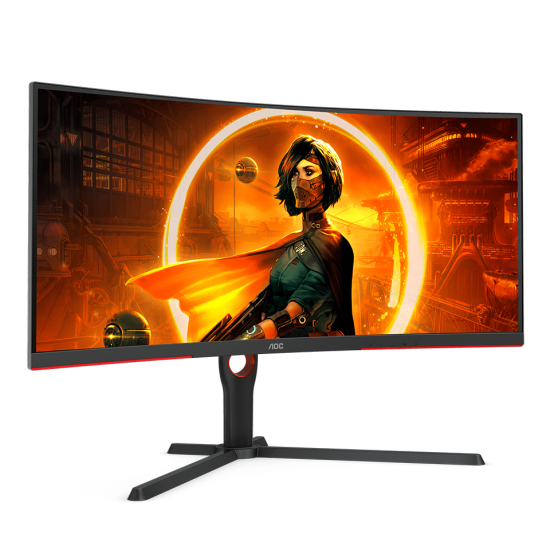 จอ Monitor AOC CU34G3S/67 34" LED Curved 21:9 Black&Red Gaming 165Hz. 1ms. สามารถออกใบกำกับภาษีได้