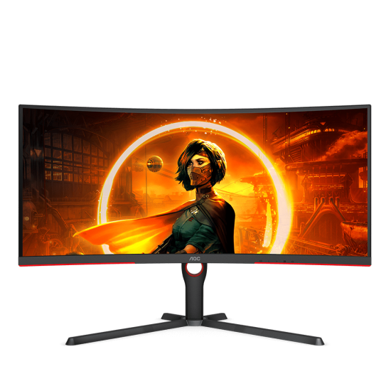 จอ Monitor AOC CU34G3S/67 34" LED Curved 21:9 Black&Red Gaming 165Hz. 1ms. สามารถออกใบกำกับภาษีได้