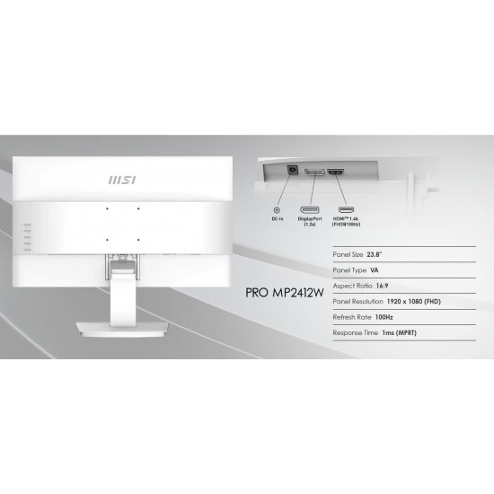 จอ Monitor MSI Pro MP2412W 23.8" 100Hz.1ms. VA FHD สามารถออกใบกำกับภาษีได้