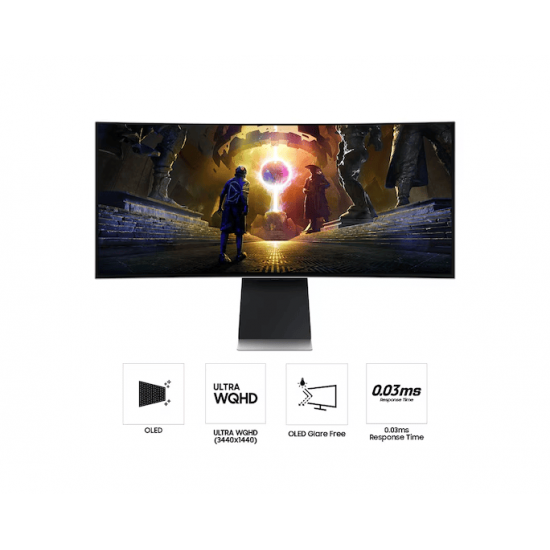 จอ Monitor Samsung Odyssey G8 G85SD LS34DG850SEXXT 34" OLED 2K 175Hz Curved Gaming 3440x1440,21:9,0.03ms, FreeSync Premium Pro สามารถออกใบกำกับภาษีได้