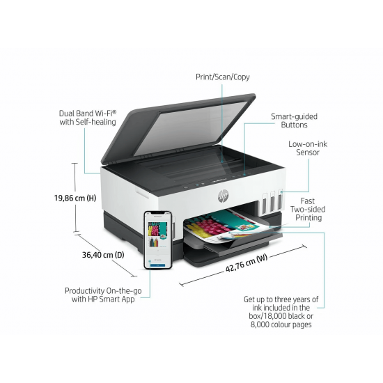 ปริ้นเตอร์ PRINTER Hp Smart Tank 670 All In One Hi-Speed USB 2.0,Wi-Fi,Bluetooth สามารถออกใบกำกับภาษีได้