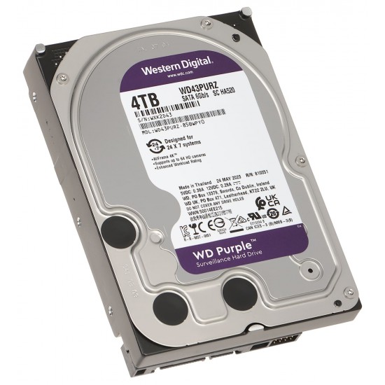 ฮาร์ดดิสก์ HDD WD Satalll 4Tb HDD AV(WD43PURZ-3Year)256Mb Cache 3Y Purple สามารถออกใบกำกับภาษีได้