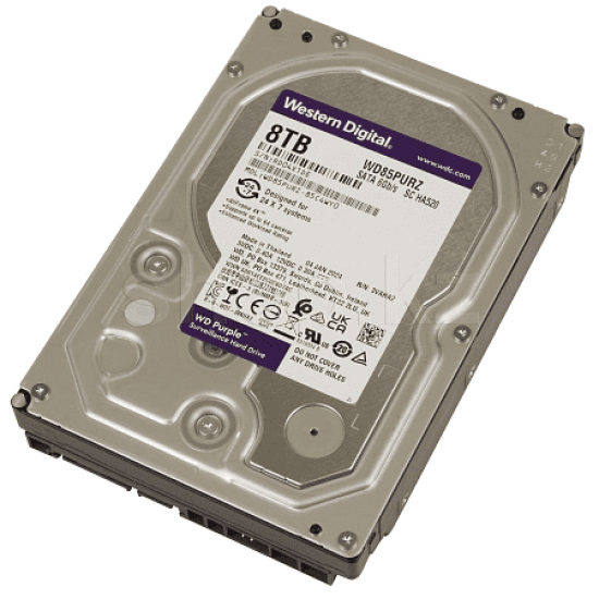 ฮาร์ดดิสก์ HDD WD Satalll 8 Tb (WD85PURZ-3Year) 256 Mb 5400rpm (SATA3)Purple HDD For CCTV สามารถออกใบกำกับภาษีได้
