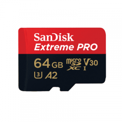 MEMORY MICRO SD SANDISK 64 Gb Extreme Pro 4K UHD A2 Read170Mb/s,Write90Mb/s (SDSQXCY-064G-GN6MA) Adapter