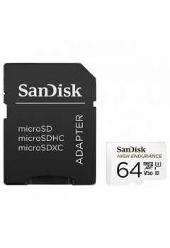MEMORY MICRO SD SANDISK 64 Gb (กล้องวงจรปิด/ติดรถ) High Endurance Full HD/4K UHD 100Mb/s (SDSQQNR-064G-GN6IA) Adapter
