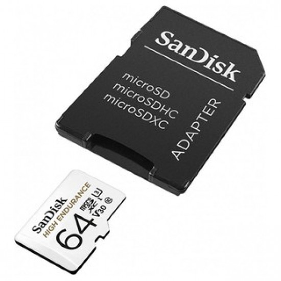 MEMORY MICRO SD SANDISK 64 Gb (กล้องวงจรปิด/ติดรถ) High Endurance Full HD/4K UHD 100Mb/s (SDSQQNR-064G-GN6IA) Adapter