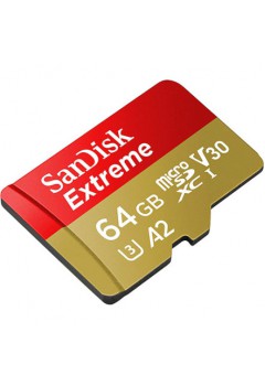 MEMORY MICRO SD SANDISK 64 Gb Extreme 4K Ultra HD A2 Read160Mb/s,Write60Mb/s (SDSQXA2-064G-GN6AA) Adapter