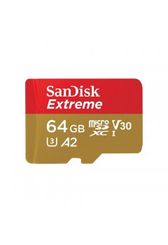 MEMORY MICRO SD SANDISK 64 Gb Extreme 4K Ultra HD A2 for Mobile Gaming Read160Mb/s,Write60Mb/s (SDSQXA2-064G-GN6GN)
