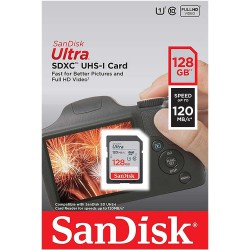 MEMORY SD SANDISK 128 Gb Ultra SDHC 120Mb/s,Class10 (SDSDUN4-128G-GN6IN)
