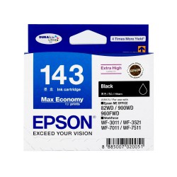 INK EPSON 143 Black (T143190) Ink Cartridge - BIX2 (TBS, L size)ME900WD, ME960FWD, ME82WD,WF3011, WF-3521,WF-7011, WF-7511